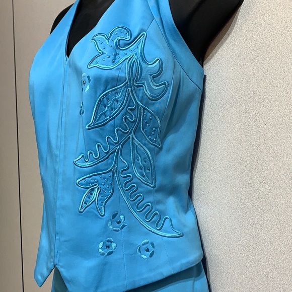 CACHE Halter Zip front embroidered detail size 10 - Picture 2 of 8